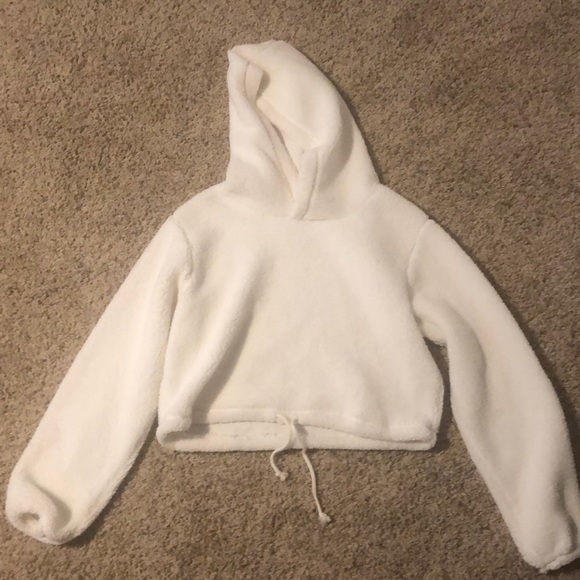 cropped sherpa hoodie